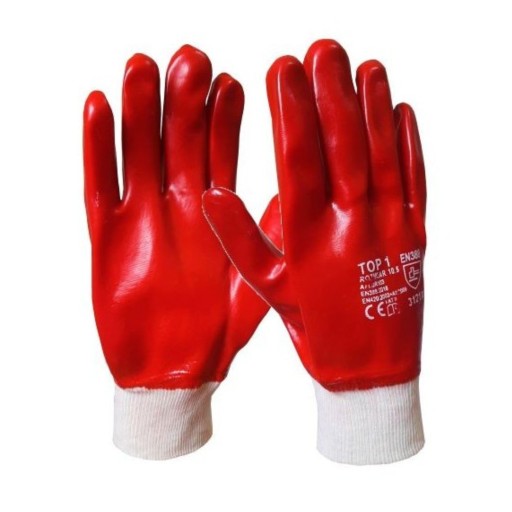 Pletené OCHRANNÉ pracovné rukavice, odolné voči kyselinám, potiahnuté PVC, PVC krátke XL