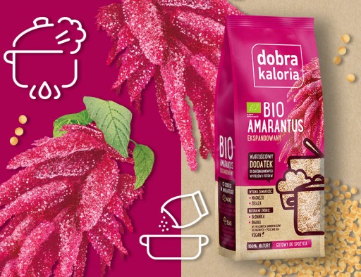 Bio Amaranth Expanded 100% VEGAN Iron Fiber Horčík Dobré kalórie