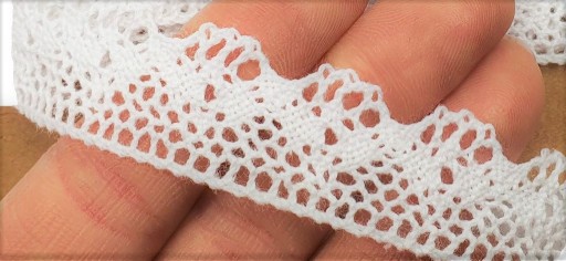 TEHLA BAVLNENÁ ČIPKA, BIELA, 1,8CM, 4M
