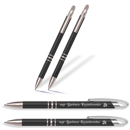 Sada guľôčkových ceruziek SLIM ČIERNA GRAVÍRKA ZS04C