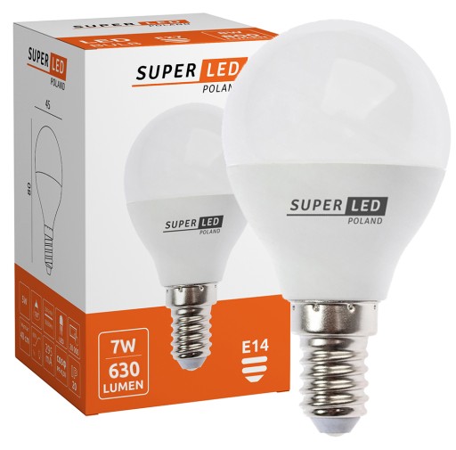 E14 G45 LED žiarovka 7W = 70W SMD 630lm CCD teplá biela guľa SuperLED
