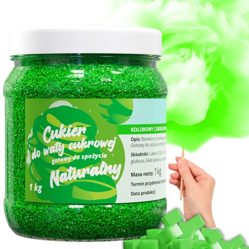 Farebný CUKOR NA PLÁVANIE CUKRU 1kg ZELENÁ cukrová vata