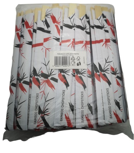 Bambusové paličky na sushi v bielej obálke, 21 cm, 100 ks.