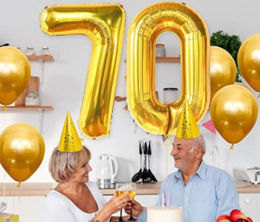 Balón fóliový číslo 70 narodeniny ZLATÁ párty VEĽKÉ ozdoby HEL 100cm