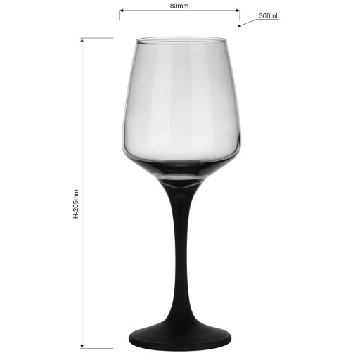 ČIERNE SKLO NA ČERVENÉ A BIELE VÍNO 300 ml
