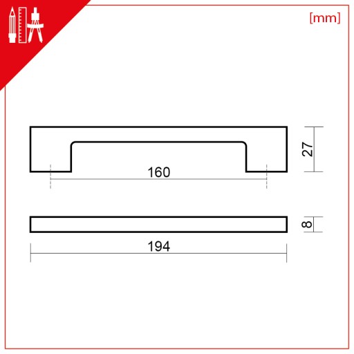 ROVNÁ NÁBYTKOVÁ ÚCHYTKA ZNAL PREMIUM SATIN 160mm