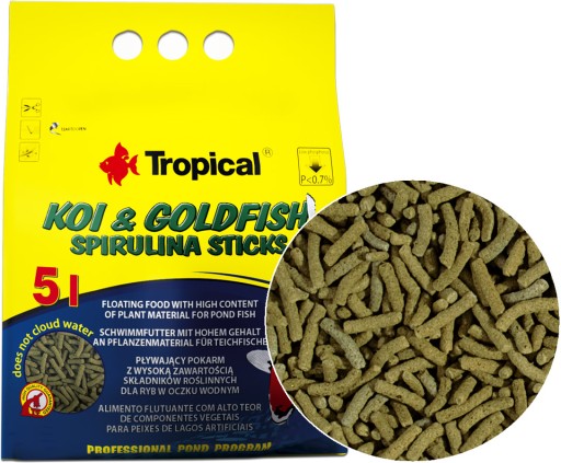 TROPICAL Koi&Goldfish Spirulina tyčinky 400g/5L krmivo do jazierka