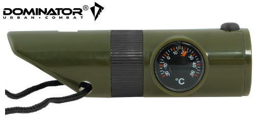 SURVIVAL TURISTICKÁ ZÁCHRANNÁ píšťalka DOMINATOR 6v1 S KOMPASOM A TEPLOMEROM