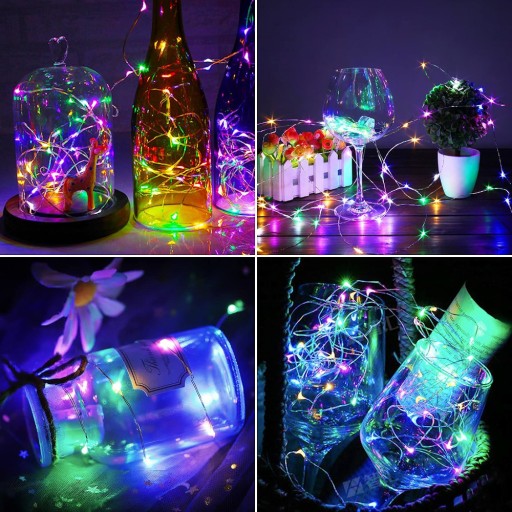 KOROK NA FĽAŠU 20 LED Drôtené Svietidlá Osvetlenie na vianočný stromček RGB Multicolor 124