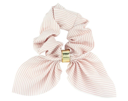 SCRUNCHIE RUB NA VLASY, PRUHOVANÁ MAŠĽA, RUŽOVÁ