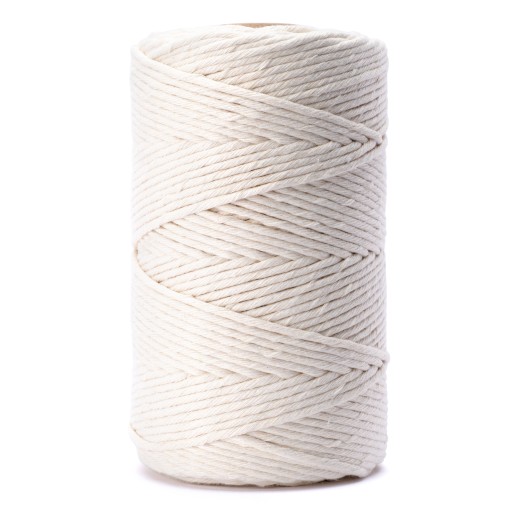 Bavlnená šnúrka pre makramé, KRÉMOVÁ, recyklovaná, 3 mm, 100 m, 48 NITÍ