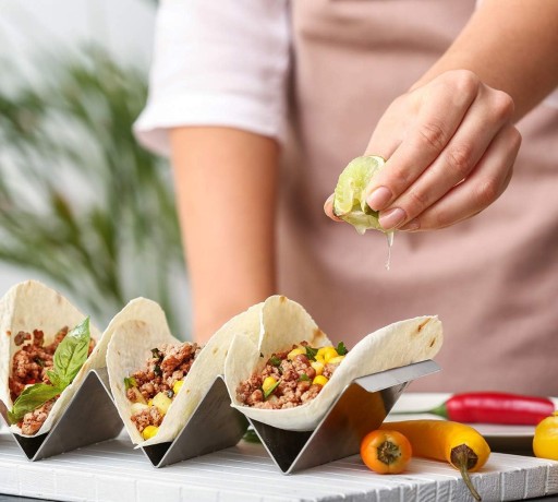 OCEĽOVÁ RANDOVÁ RÚČKA NA PODÁVANIE NA SNACK TACOS