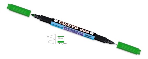 CD DVD DUO MARKER, permanentný, obojstranný, ZELENÝ