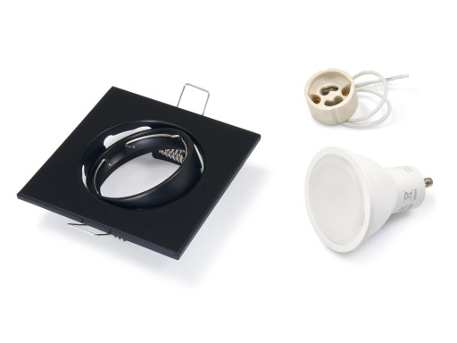 SET ČIERNE HALOGÉNOVÉ SVIETIDLÁ + LED ŽIAROVKA 6W + GU10 6000K