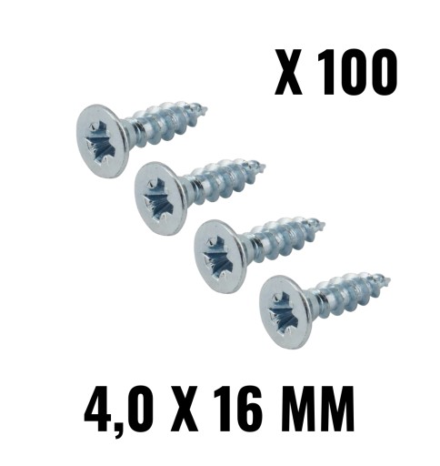 100x Tvrdené skrutky do dreva 4,0 x 16 kuž
