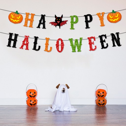 VEĽKÉ HAPPY HALLOWEENOVÉ GARLANDY FAREBNÉ DEKORÁCIE REŤAZOVÉ PRÍVESKY 17 EL