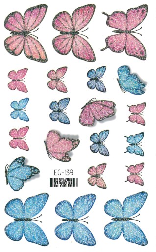 Umývateľné tetovanie pre deti GLITTER BOTTERFLIES EG139