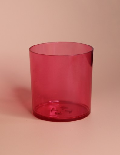 Nádoba, pohár, PC dóza na nalievanie sviečok, 280 ml, ružová transparentná - 1 ks.