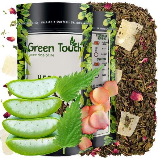 Zelený čaj s aloe ALOE VERA strelný prach lupienky ruže žihľavy 50 g