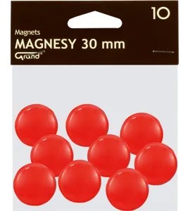Kancelárske magnety na chladničku 30mm červené, 10ks, plastové GRAND