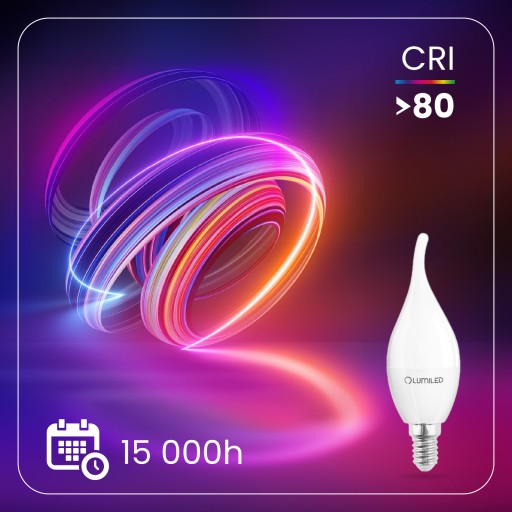 E14 LED žiarovka FLAME 8W = 60W 3000K Teplá biela CCD LUMILED SVIEČKA