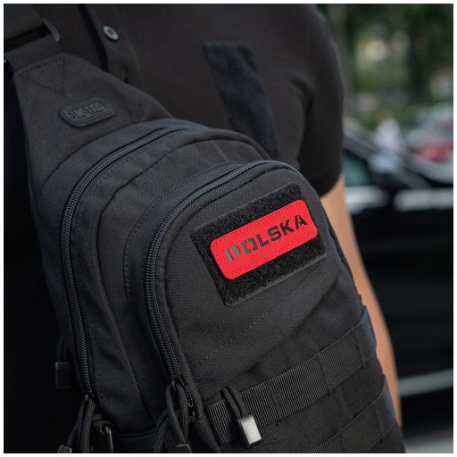 NÁŠIVA ZNAK POĽSKA LASEROVÝ REZANÝ VELCRO M-Tac 25x80 ČERVENÁ ČIERNA