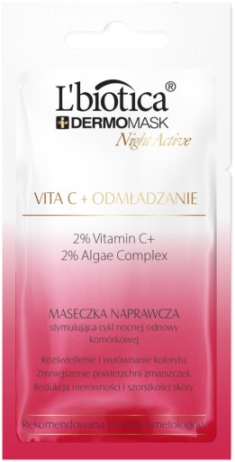 L'BIOTICA Dermomask Night Active Vita C+ Rejuvenation Repair maska