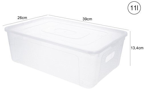 ORGANIZÉR priehľadný plastový box 11l s krytom do domácej kancelárie