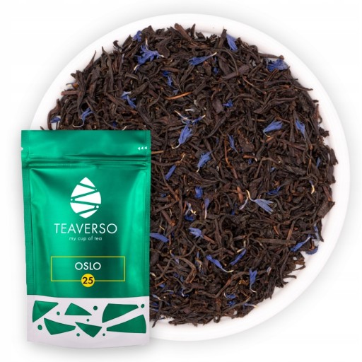EARL GREY MODRÝ ČIERNY LISTOVÝ ČAJ S KRANTOVINOU OSLO TEAVERSO 100G