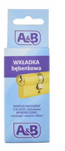 A&B Mosadzná cylindrická vložka, 3 kľúče, veľkosť 25/25 mm