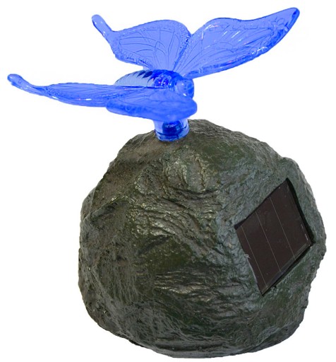 LED solárne svietidlo BUTTERFLY DRAGONFLY na kameni RGB P-605
