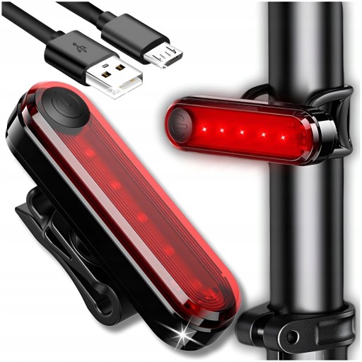 BICYKEL ZADNÁ LAMPA LED 50lm USB 4 REŽIMY SVETLOVKA VODEODOLNÁ VÝKONNÁ
