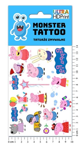 UMÝVAJÚCE DOČASNÉ TETOVANIE PRE DETI DETSKÉ PEPPA PIG ORIGINÁLNE DIZAJNY