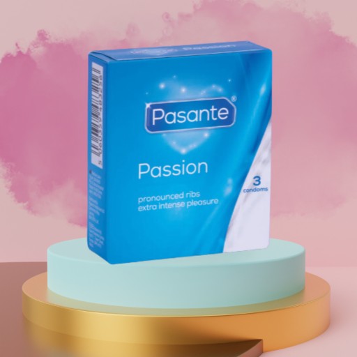 Pasante Passion Rebrované kondómy, 3 kusy