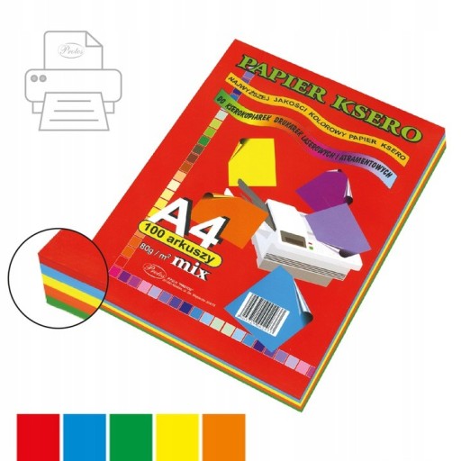 Farebný kopírovací papier A4 80g 100 ks mix Protos