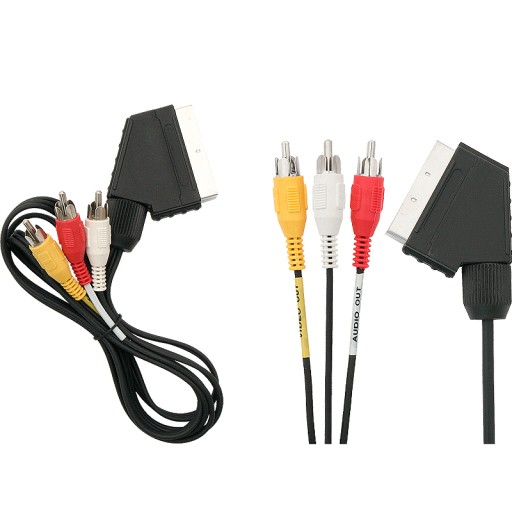 SCART KÁBEL EURO KONEKTOR - 3x RCA CINCH DVOJCESTNÝ PRE VHS VCR 1,5M