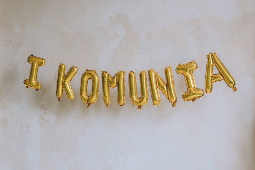 Balóny nápis PRVÉ SPOLOČENSTVO veniec banner na prijímanie zlatý 210 cm x 35 cm