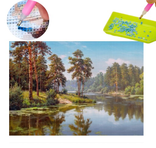 DIAMANTOVÁ VÝŠIVKA Diamantová maľba River Forest 5D diamantová mozaika