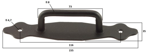 KĽÚČKA NA DVERE ANTÉNY, DEKORATÍVNA ČIERNA 155MM POĽSKO