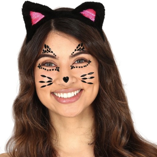 Samolepiace nálepky Kryštály Dekorácia na tvár CAT Kitten Carnival Ball