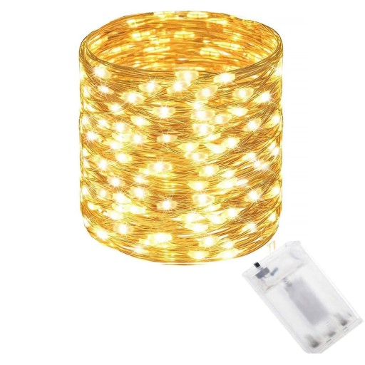 DRÔTOVÉ LAMPY 100LED TEPLÉ BIELE MIRKO STRUNOVÉ SVIETIDLÁ SVETLO NA BATÉRIU