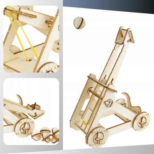 Drevená stavebnica skladačiek CATAPULT, stavebnica rakiet, DIY