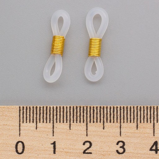 Držiaky na okuliare, Gumové pánty, Oceľové kovanie, Zlaté, 20x5mm, 10ks