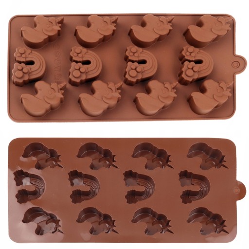 SILIKÓNOVÁ MOLOVÁ FORMA ČOKOLÁDOVÁ KOCKA PRALINE JEDNOROŽEC DÚHA