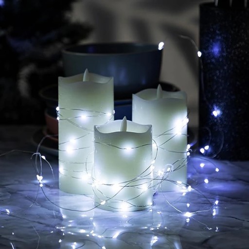 LED LAMPY DRÔT NA DEKORACIU BATERII GARLAND STUDENÁ BIELA FARBA 20 LED
