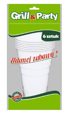 PLASTOVÝ POHÁR NA PIVO 500ML - 6 kusov
