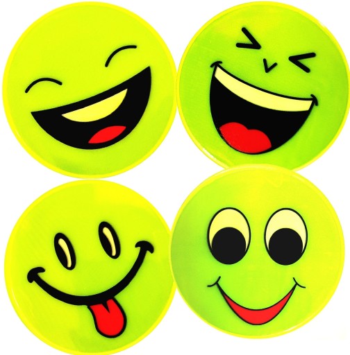REFLEXNÉ NÁLEPKY NA BALENIE NA CYKLISTICKÚ PRILBU HAPPY FACE EMOTIONS 4 KS