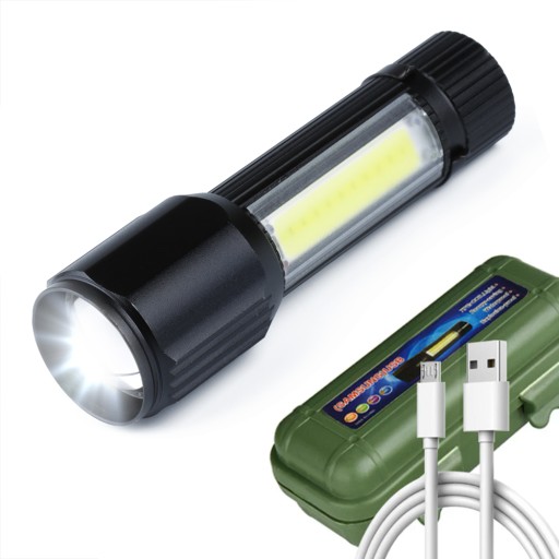 MALÁ LED TAKTICKÁ BATERKA XPE CREE COB ZOOM USB