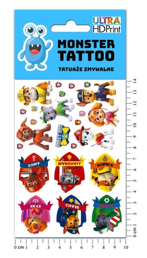 UMÝVAJÚCE DOČASNÉ TETOVANIE PRE DETI Tlapková patrola ORIGINÁLNE DIZAJNY