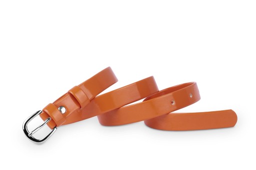 Klasický dámsky opasok, oranžovo lakovaný, 2 cm